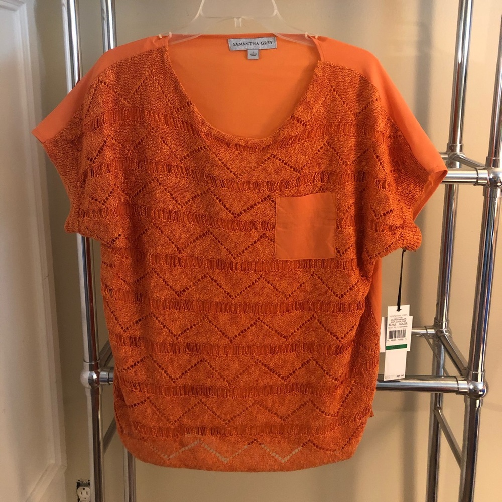 NWT L orange sweater blouse